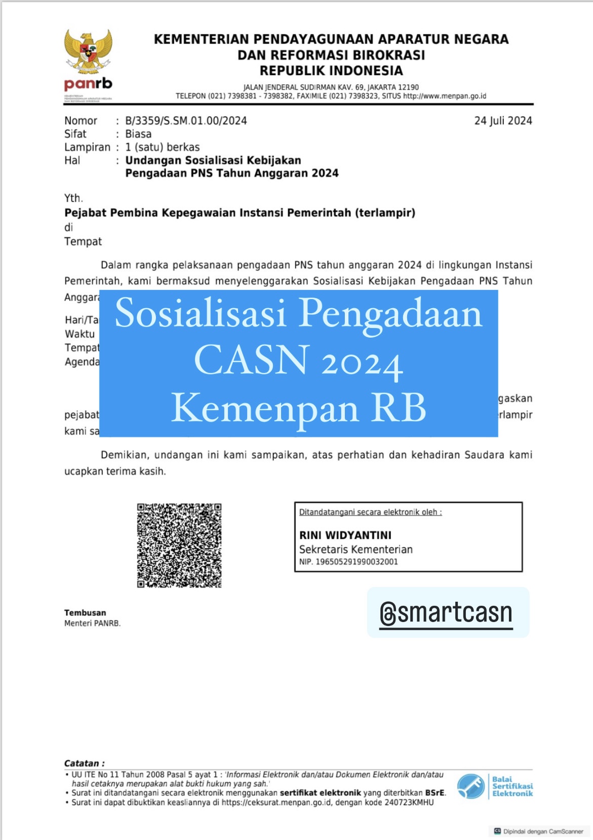 UNDANGAN RESMI PENGADAAN CPNS 2024