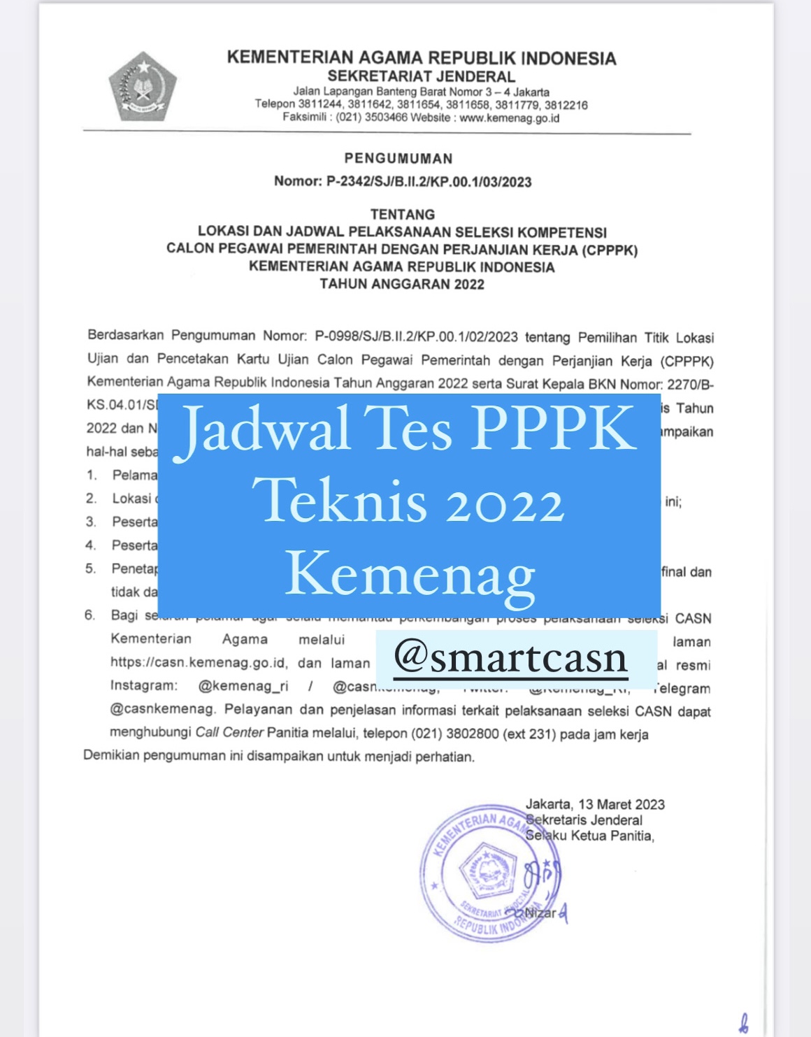 Jadwal Tes PPPK Teknis 2022 Kemenag