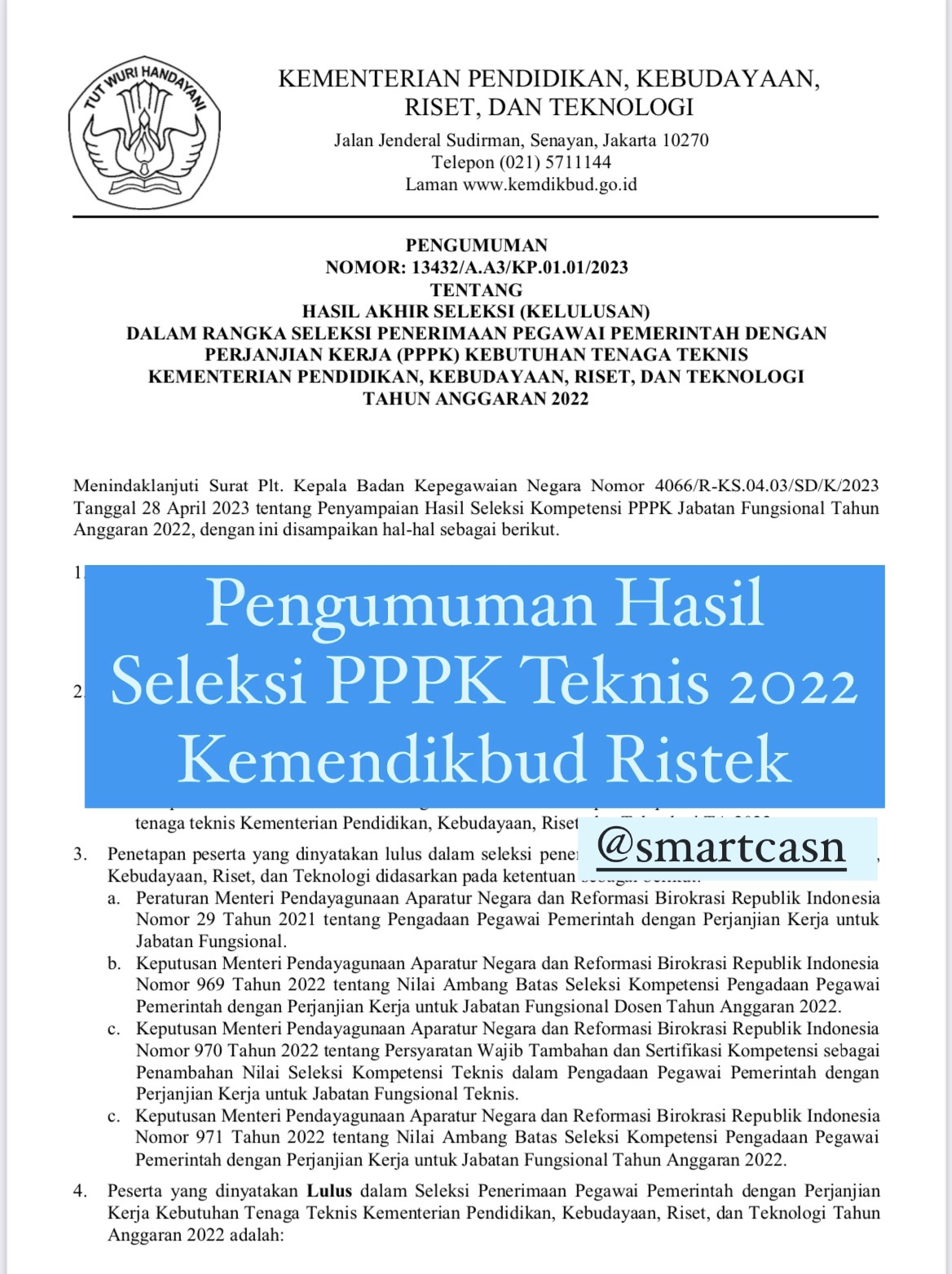 Pengumuman Kelulusan PPPK Teknis 2022 Kemendikbud